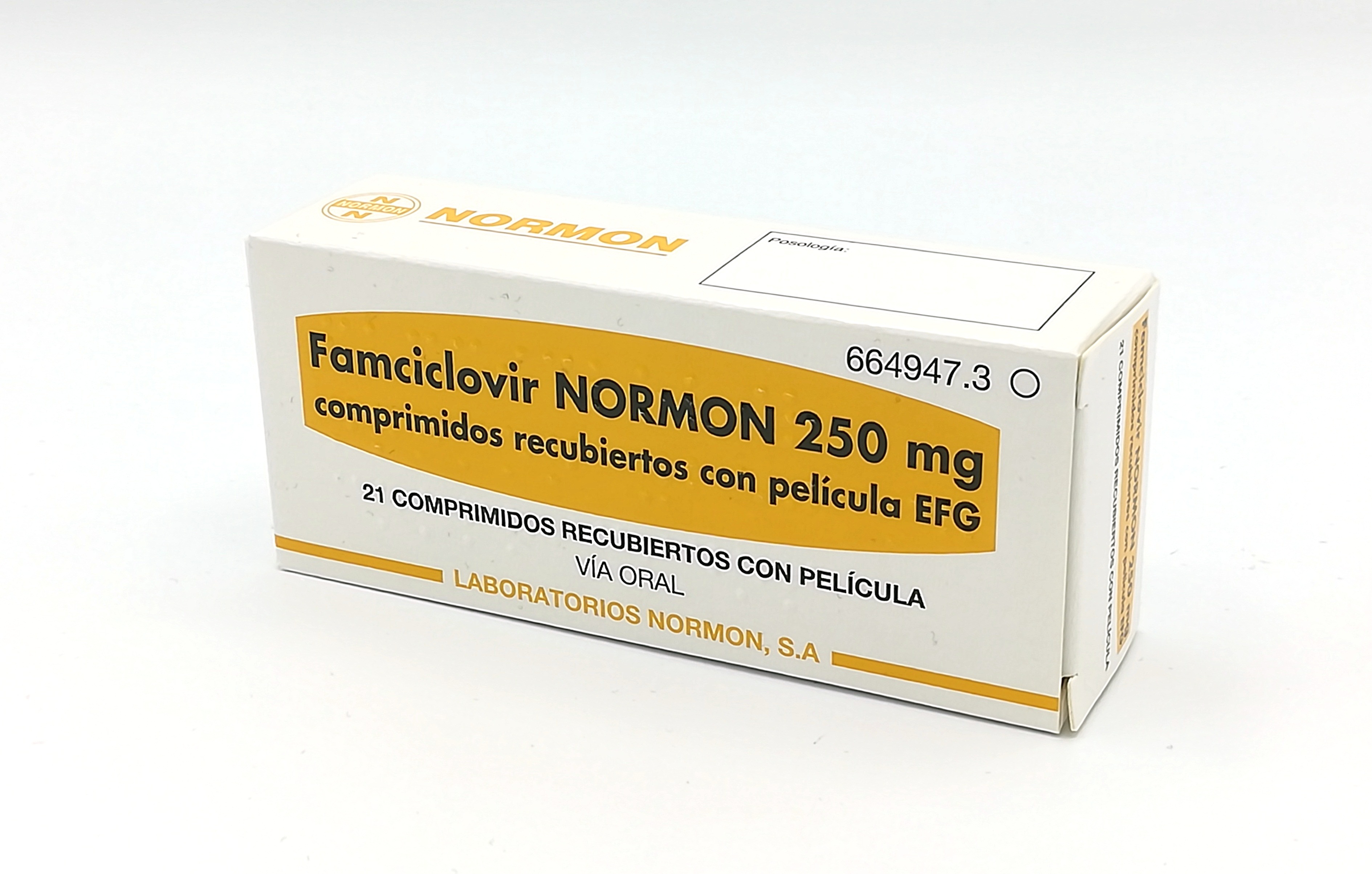 FAMCICLOVIR NORMON EFG 250 mg 21 COMPRIMIDOS RECUBIERTOS