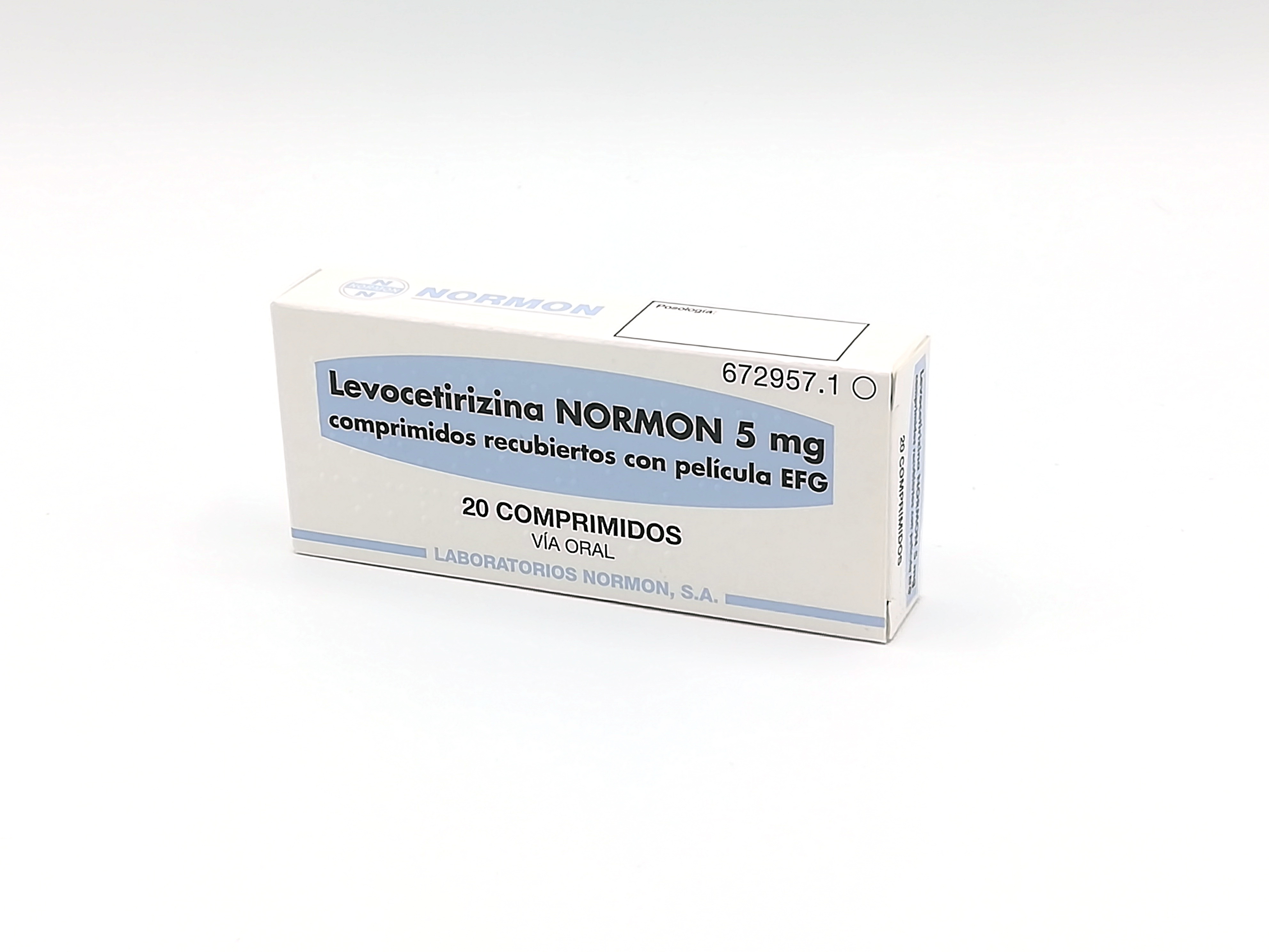 LEVOCETIRIZINA NORMON EFG 5 mg 20 COMPRIMIDOS RECUBIERTOS