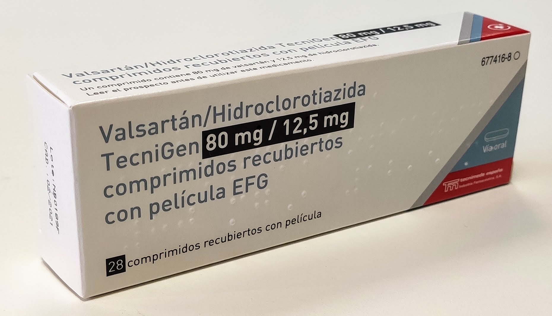 VALSARTAN/HIDROCLOROTIAZIDA TECNIGEN EFG 80 mg/12,5 mg 28 COMPRIMIDOS RECUBIERTOS