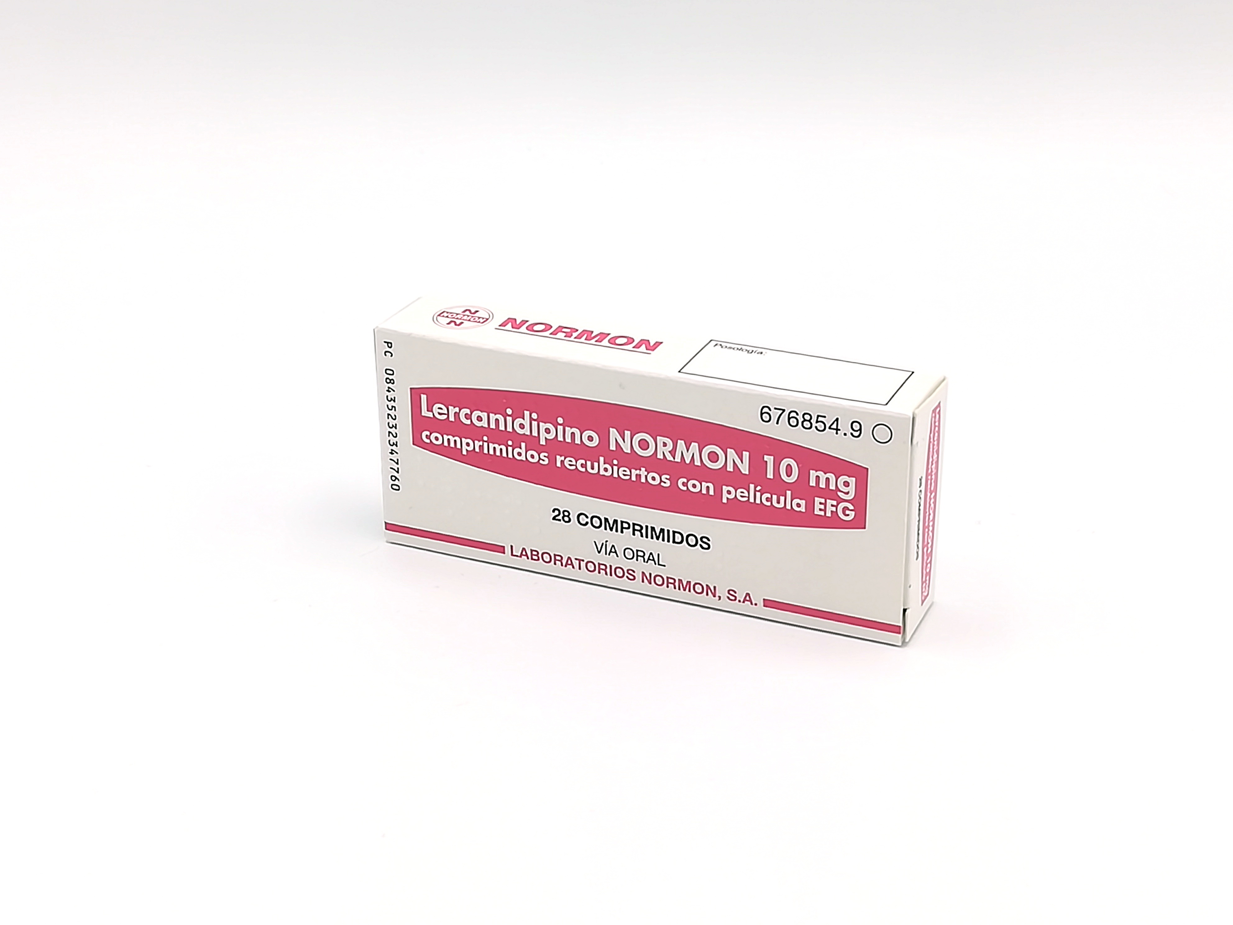 LERCANIDIPINO NORMON EFG 10 mg 28 COMPRIMIDOS RECUBIERTOS BLISTER PVC/PVDC-Al