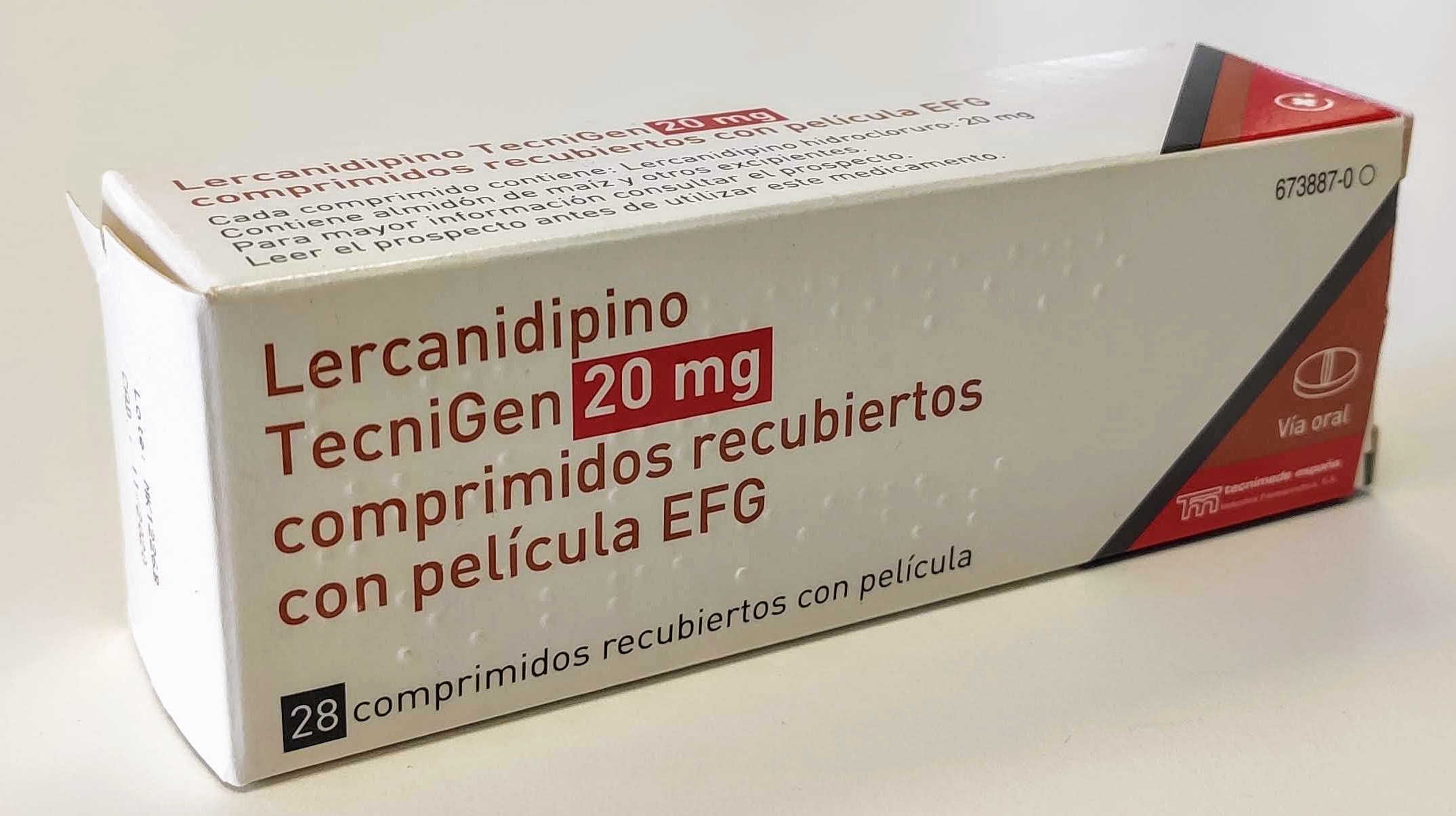 LERCANIDIPINO TECNIGEN EFG 20 mg 28 COMPRIMIDOS RECUBIERTOS