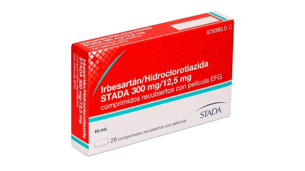 IRBESARTAN/HIDROCLOROTIAZIDA STADA EFG 300 mg/12,5 mg 28 COMPRIMIDOS RECUBIERTOS