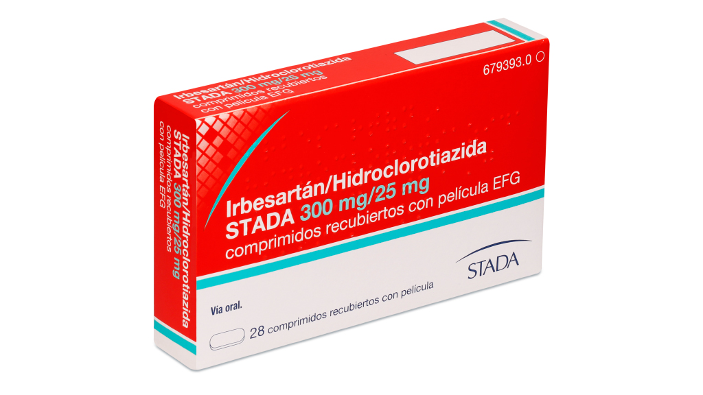 IRBESARTAN/HIDROCLOROTIAZIDA STADA EFG 300 mg/25 mg 28 COMPRIMIDOS RECUBIERTOS