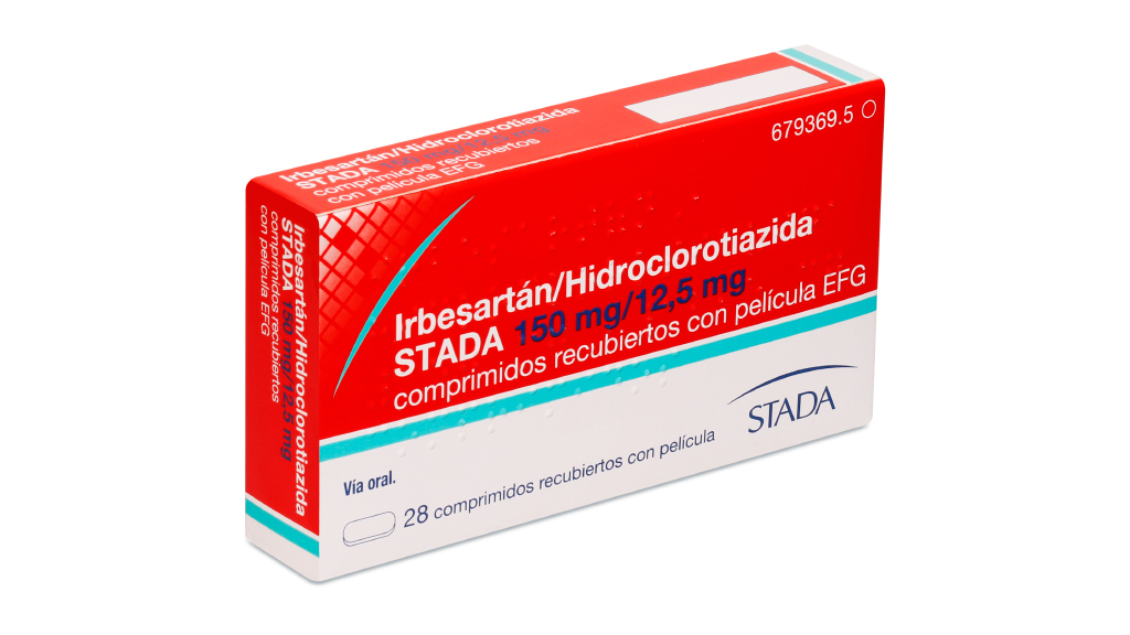 IRBESARTAN/HIDROCLOROTIAZIDA STADA EFG 150 mg/12,5 mg 28 COMPRIMIDOS RECUBIERTOS