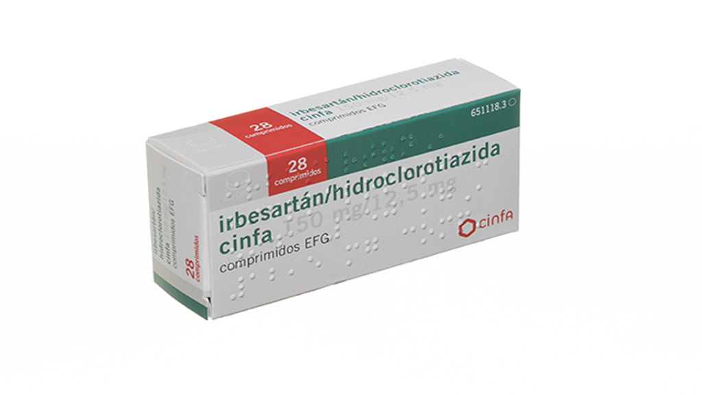 IRBESARTAN/HIDROCLOROTIAZIDA CINFA EFG 150 mg/12,5 mg 28 COMPRIMIDOS