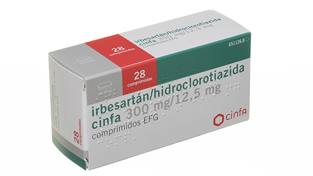 IRBESARTAN/HIDROCLOROTIAZIDA CINFA EFG 300 mg/12,5 mg 28 COMPRIMIDOS