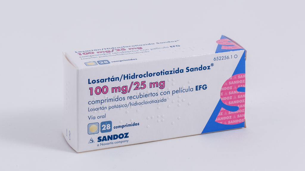 LOSARTAN/HIDROCLOROTIAZIDA SANDOZ EFG 100 mg/25 mg 28 COMPRIMIDOS RECUBIERTOS BLISTER ACLAR/Al