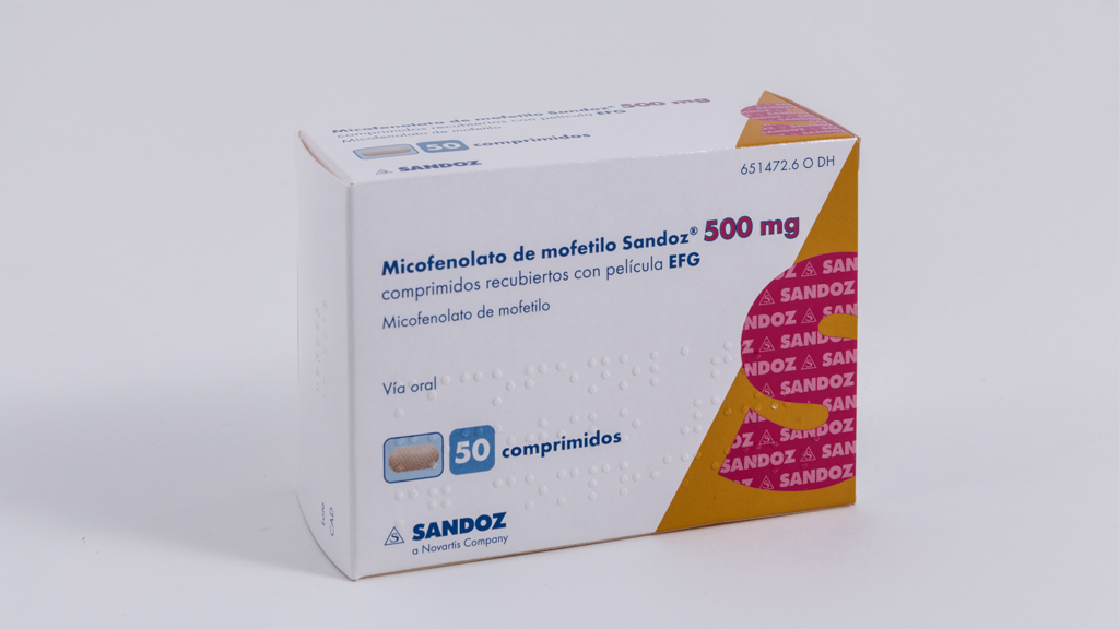 MICOFENOLATO DE MOFETILO SANDOZ EFG 500 mg 50 COMPRIMIDOS RECUBIERTOS