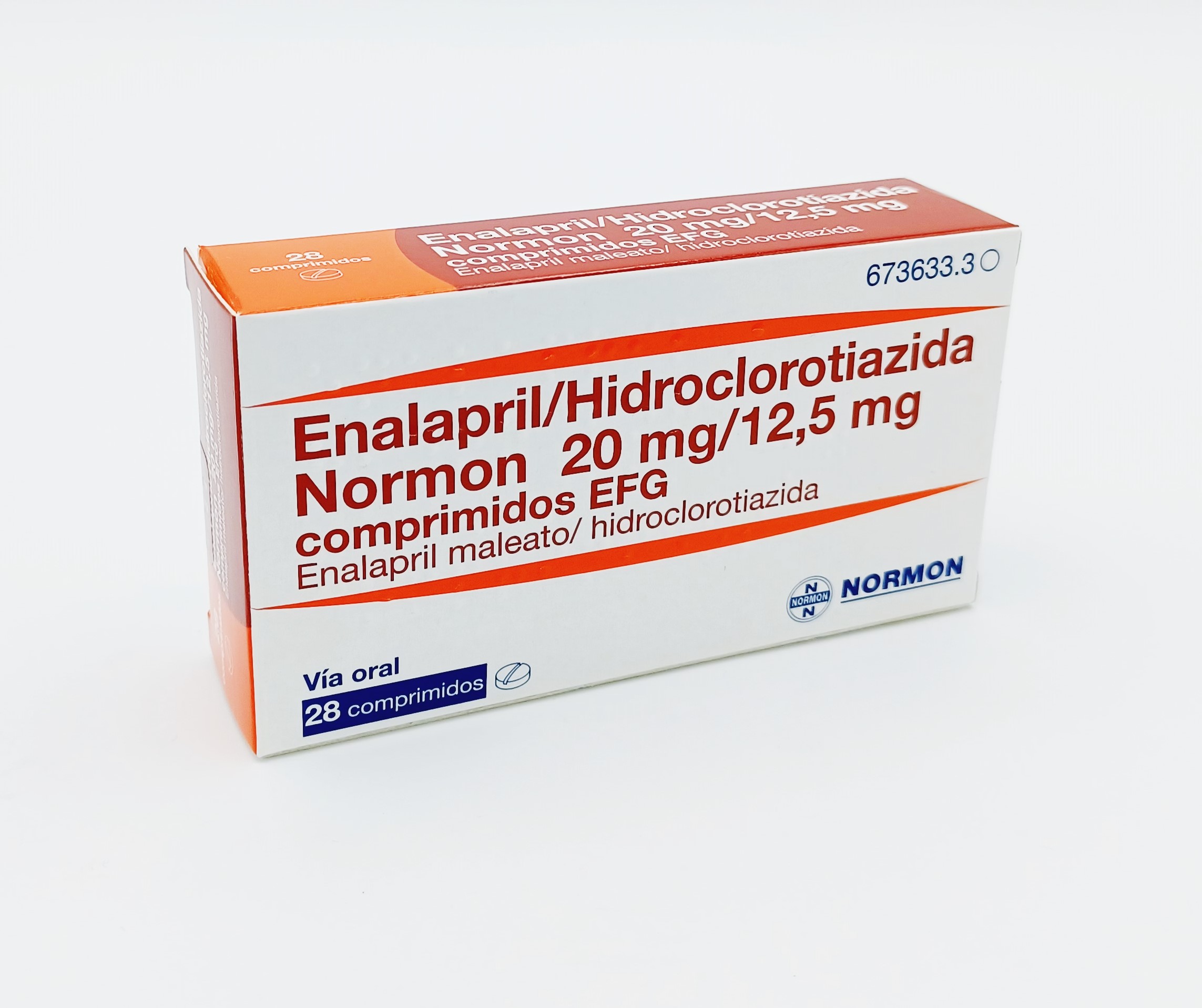 ENALAPRIL/HIDROCLOROTIAZIDA NORMON EFG 20 mg/12,5 mg 30 COMPRIMIDOS