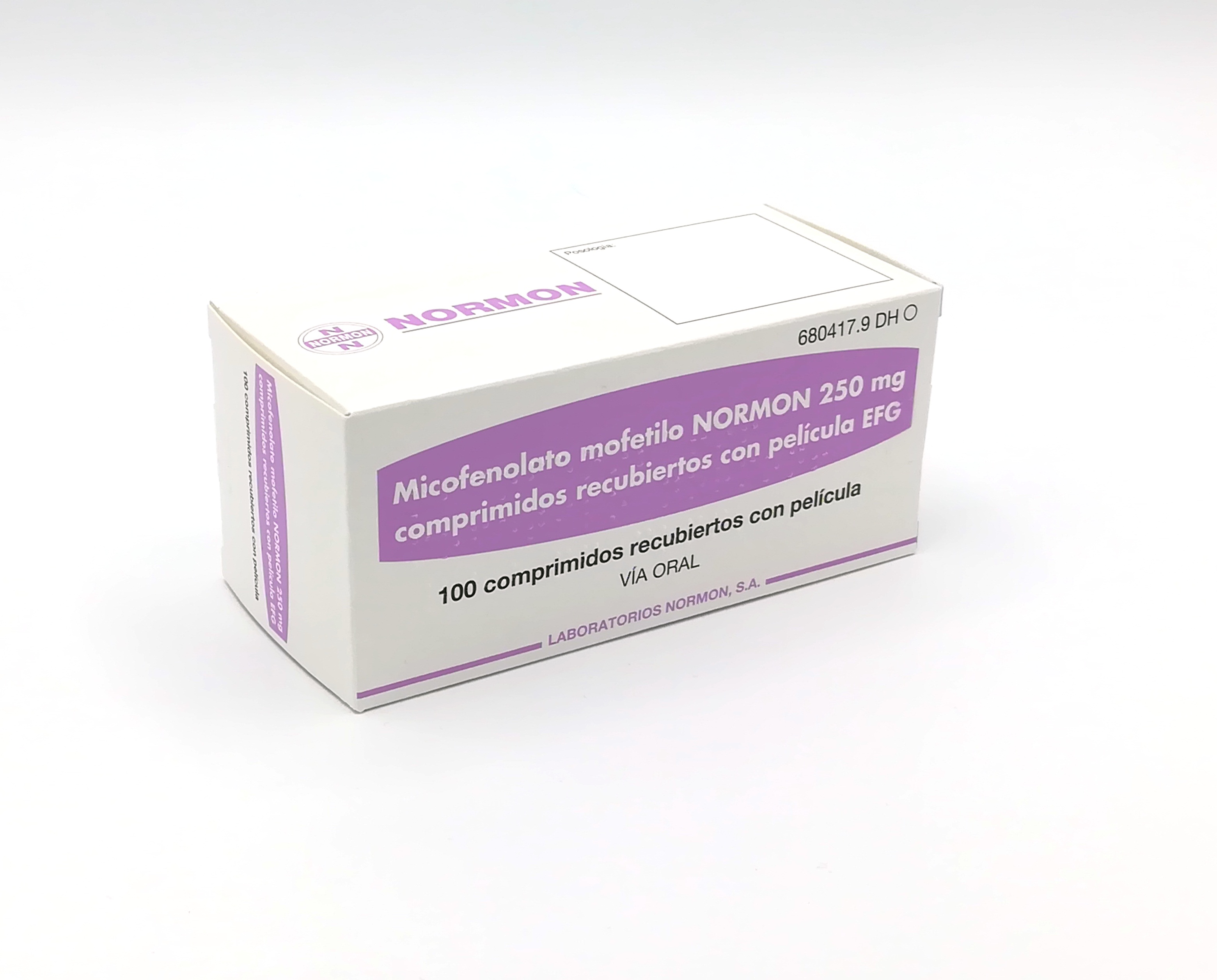 MICOFENOLATO MOFETILO NORMON EFG 250 mg 100 COMPRIMIDOS RECUBIERTOS