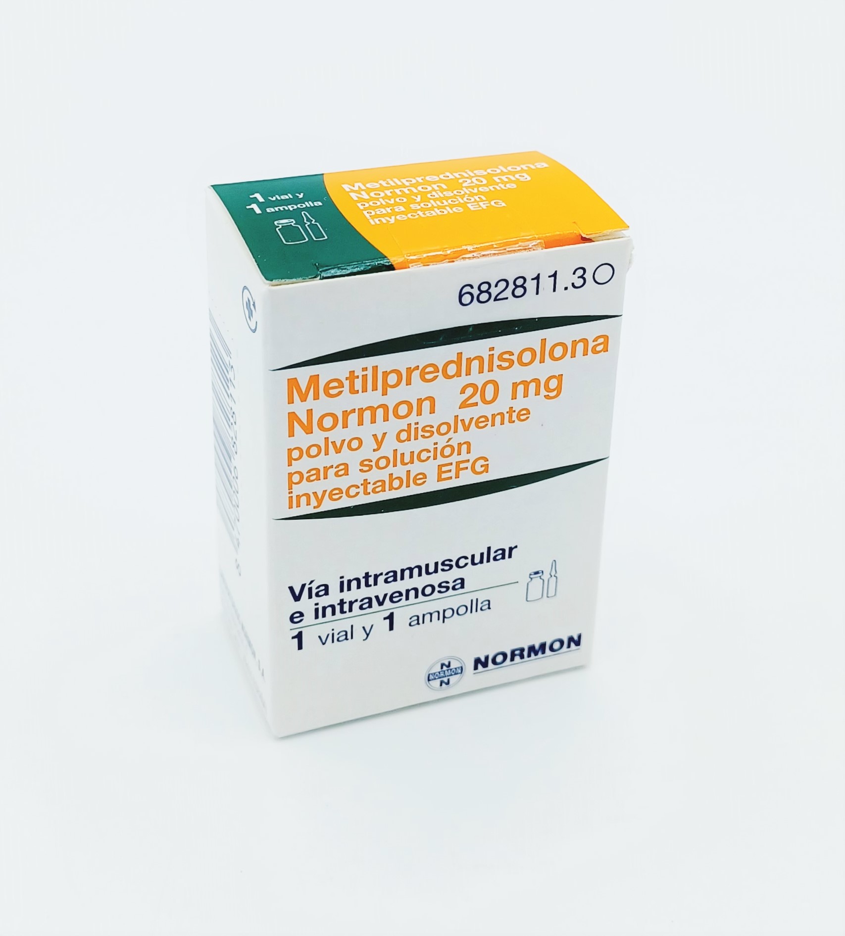 METILPREDNISOLONA NORMON EFG 20 mg 1 VIAL POLVO PARA SOLUCION INYECTABLE + 1 AMPOLLA DISOLVENTE 1 ml