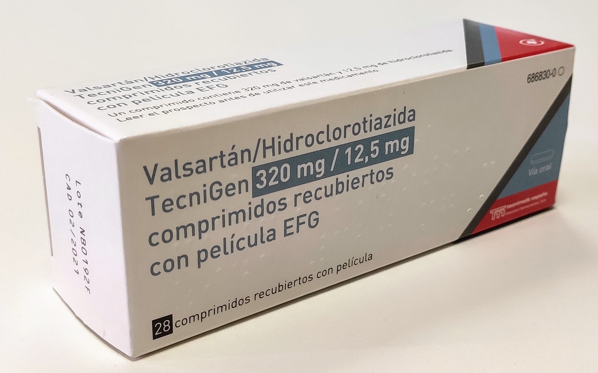 VALSARTAN/HIDROCLOROTIAZIDA TECNIGEN EFG 320 mg/12,5 mg 28 COMPRIMIDOS RECUBIERTOS