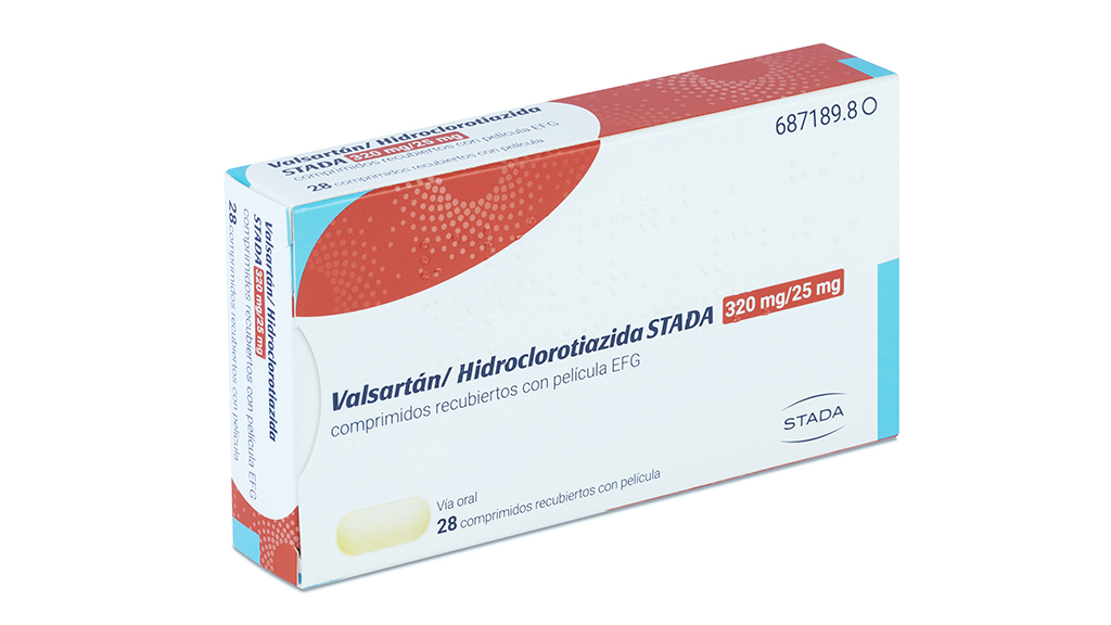 VALSARTAN/HIDROCLOROTIAZIDA STADA EFG 320 mg/25 mg 28 COMPRIMIDOS RECUBIERTOS