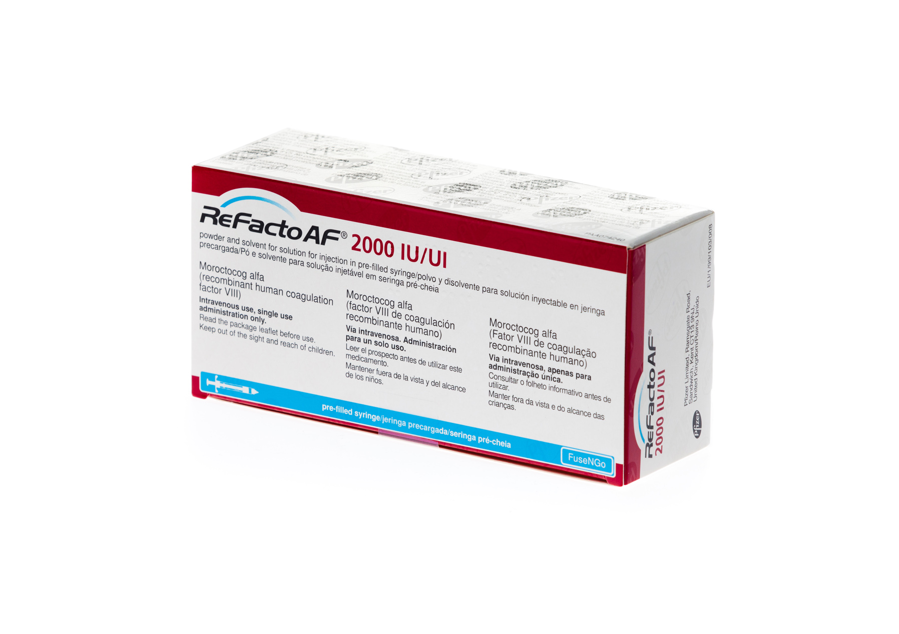 REFACTO AF 2000 UI 1 JERINGA PRECARGADA DOBLE CAMARA POLVO Y DISOLVENTE PARA SOLUCION INYECTABLE