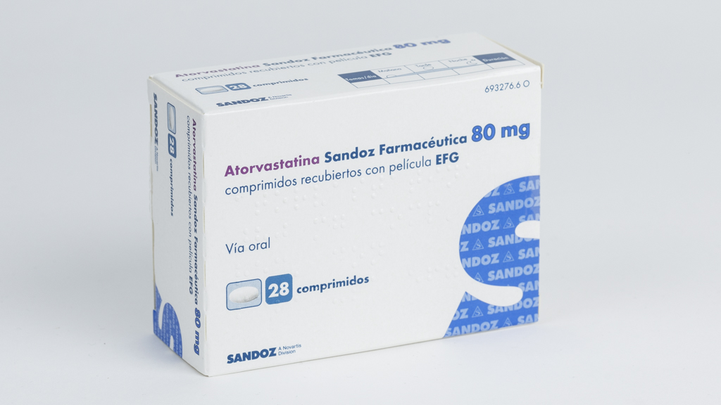 ATORVASTATINA SANDOZ FARMACEUTICA EFG 80 mg 500 COMPRIMIDOS RECUBIERTOS