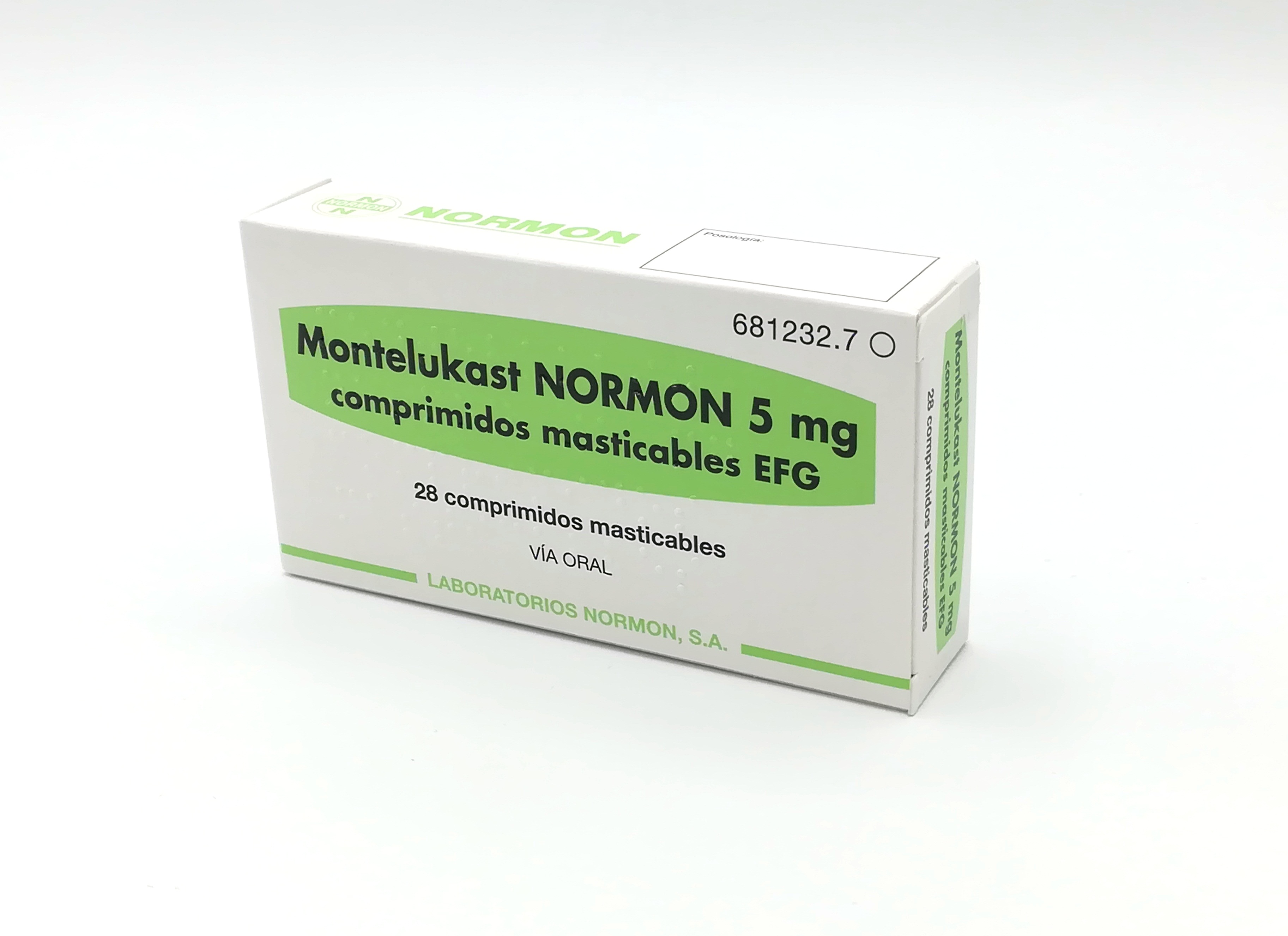 MONTELUKAST NORMON EFG 5 mg 28 COMPRIMIDOS MASTICABLES
