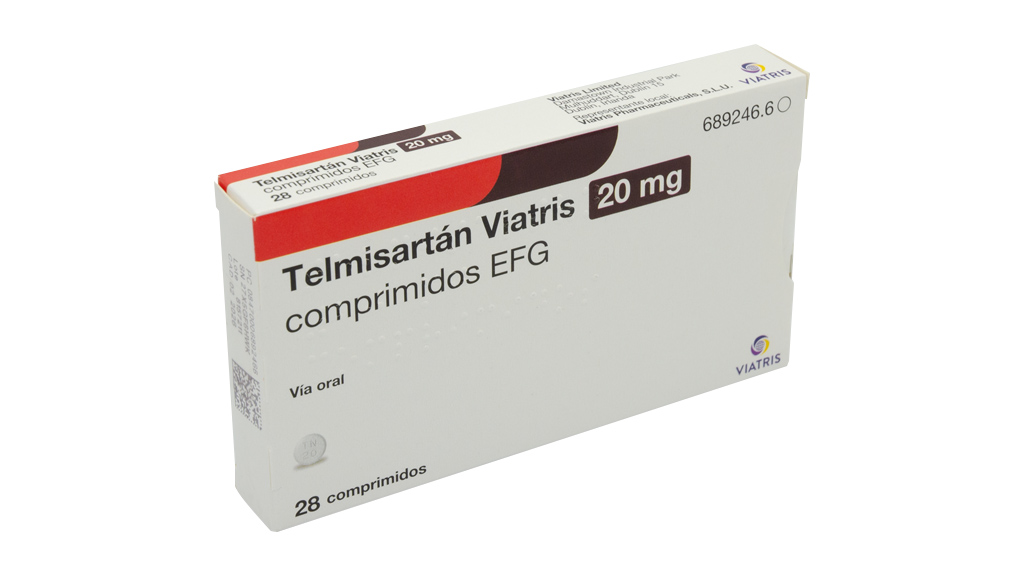 TELMISARTAN VIATRIS EFG 20 mg 28 COMPRIMIDOS