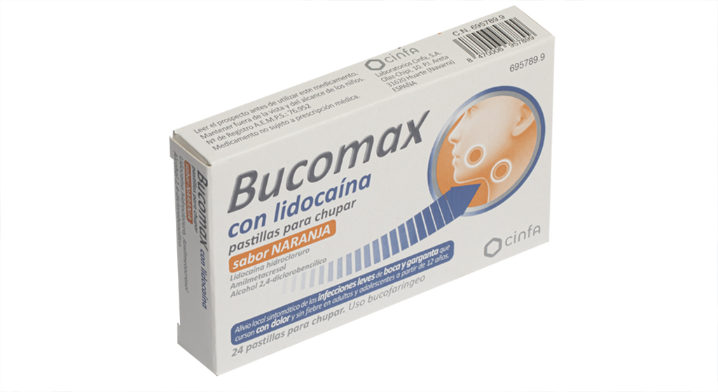 BUCOMAX CON LIDOCAINA 8 PASTILLAS PARA CHUPAR SABOR NARANJA