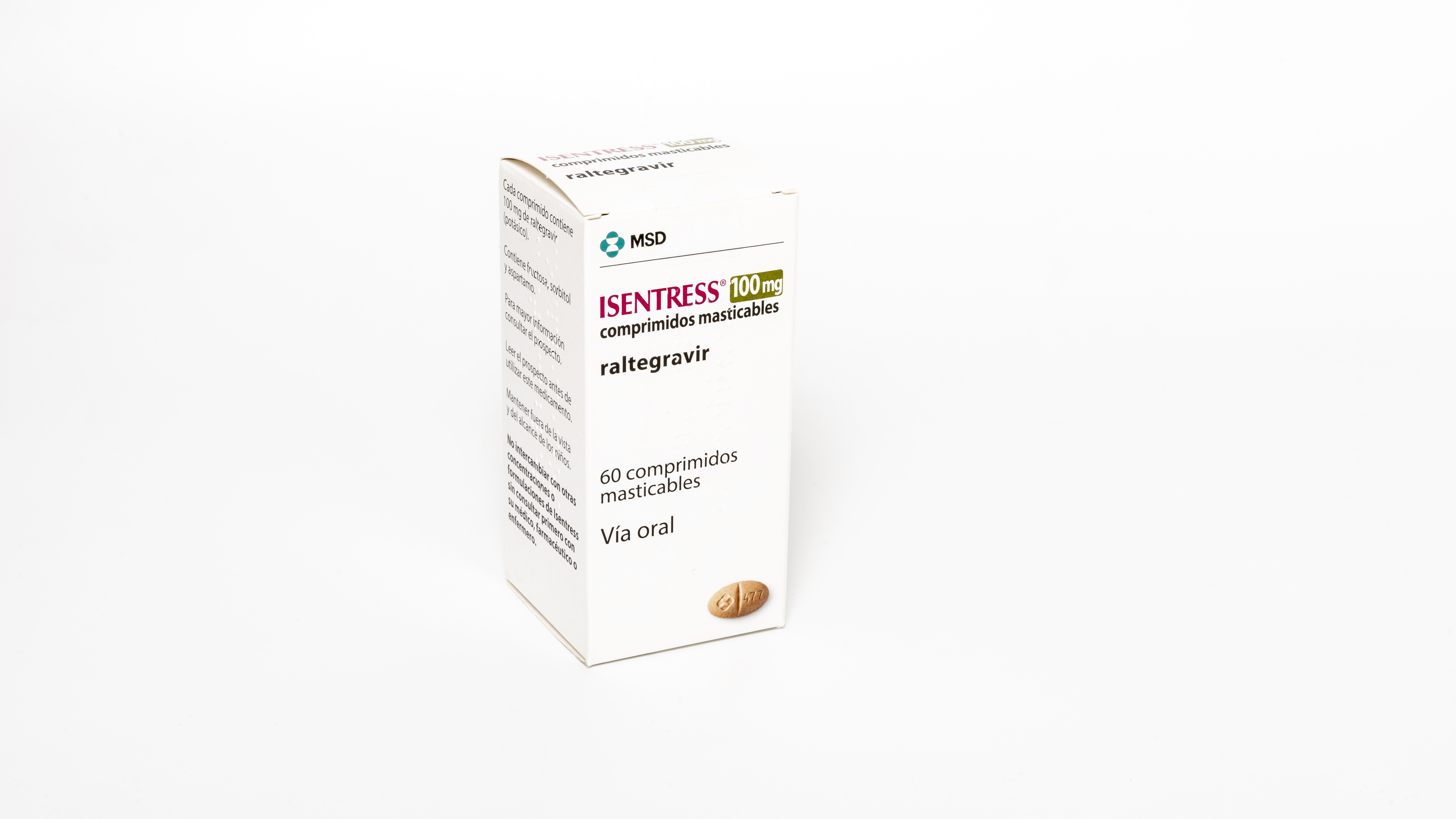 ISENTRESS 100 mg 60 COMPRIMIDOS MASTICABLES