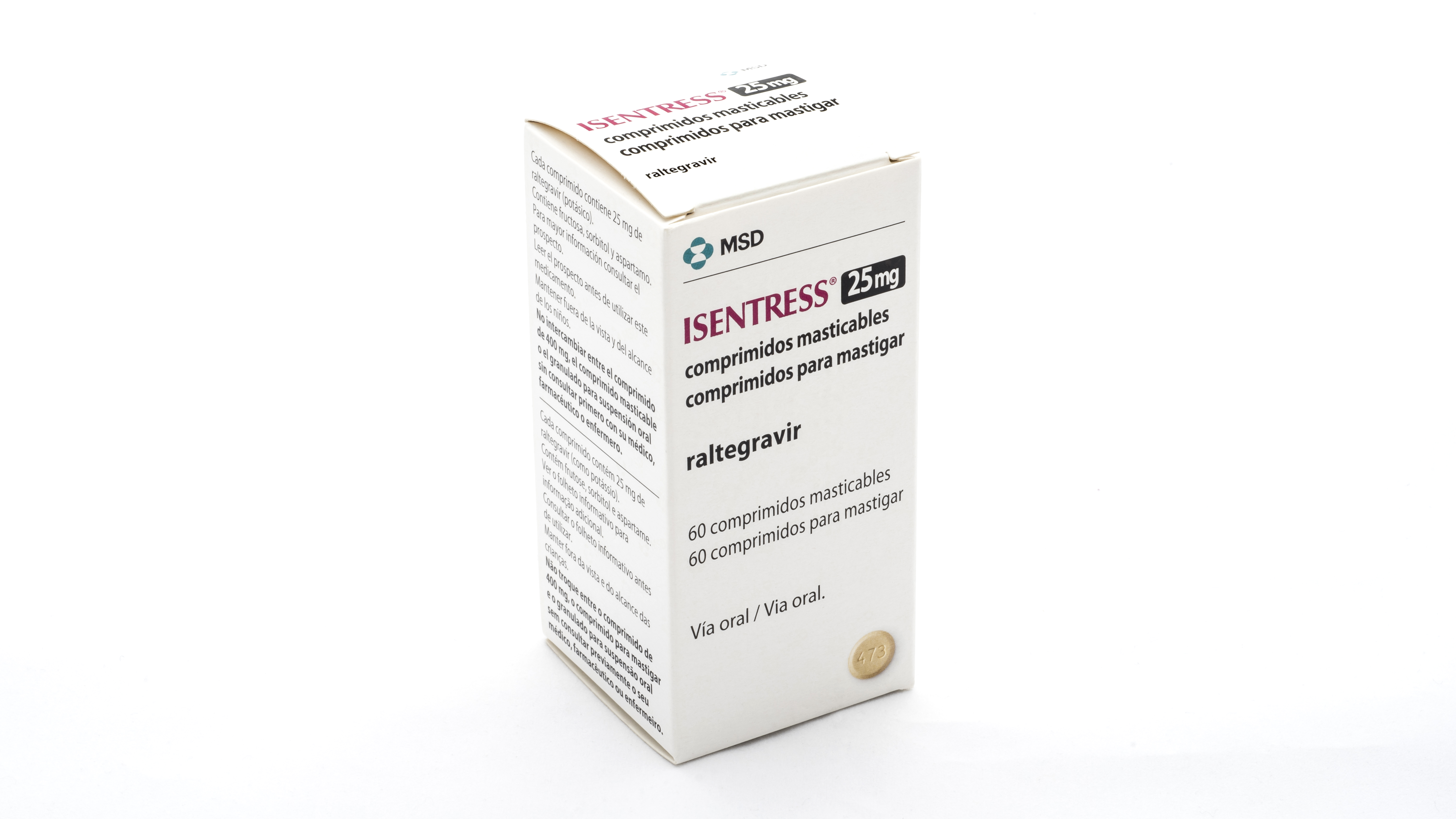 ISENTRESS 25 mg 60 COMPRIMIDOS MASTICABLES