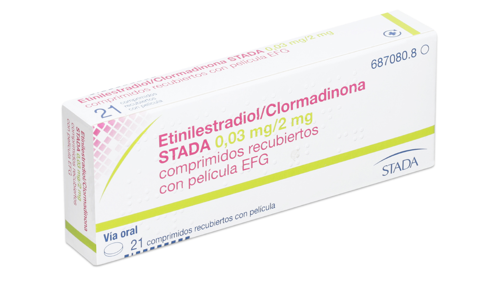 ETINILESTRADIOL/CLORMADINONA STADA EFG 0,03 mg/2 mg 3 x 21 COMPRIMIDOS RECUBIERTOS