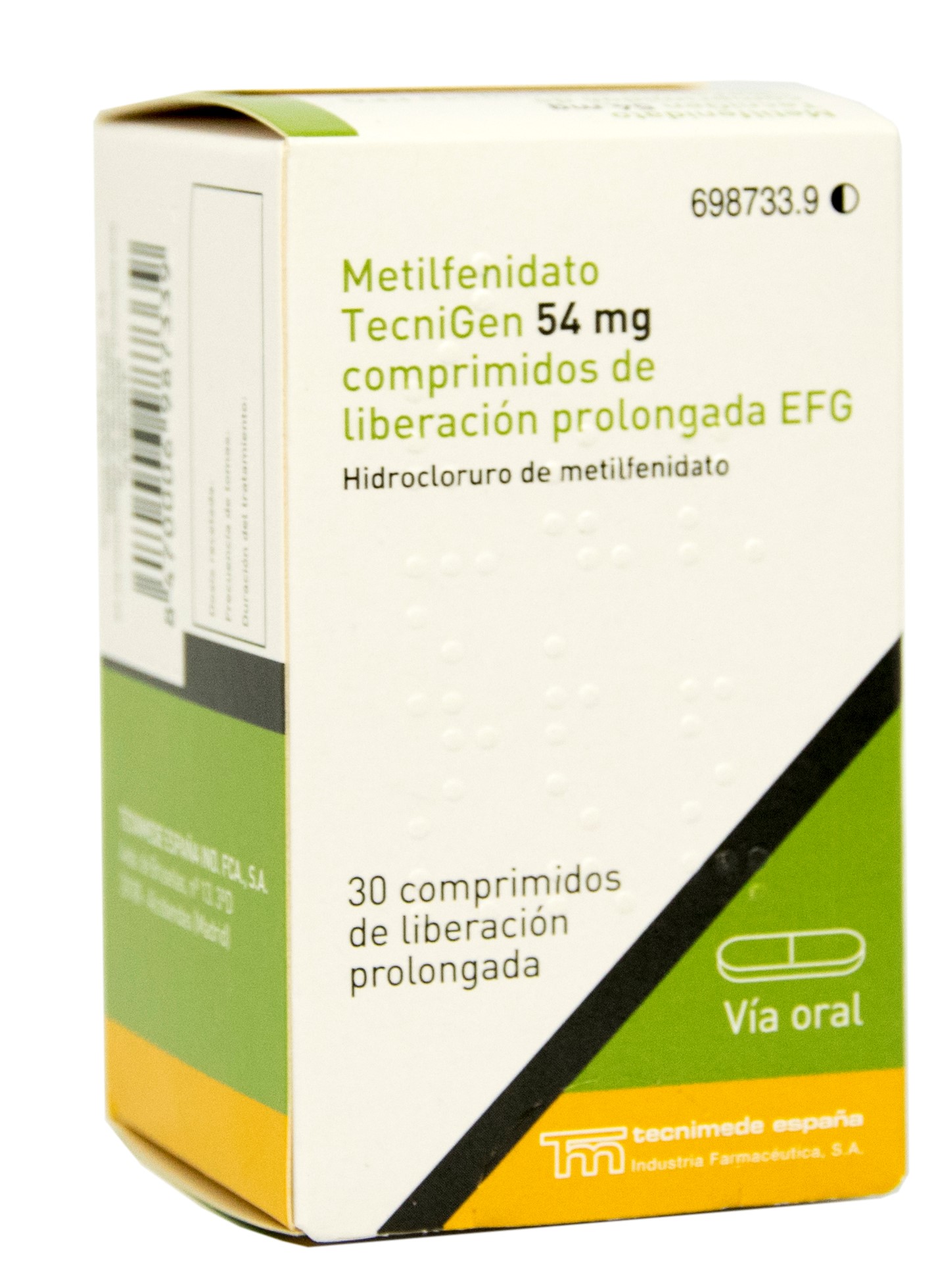 METILFENIDATO TECNIGEN EFG 54 mg 30 COMPRIMIDOS LIBERACION PROLONGADA -  Farmacéuticos