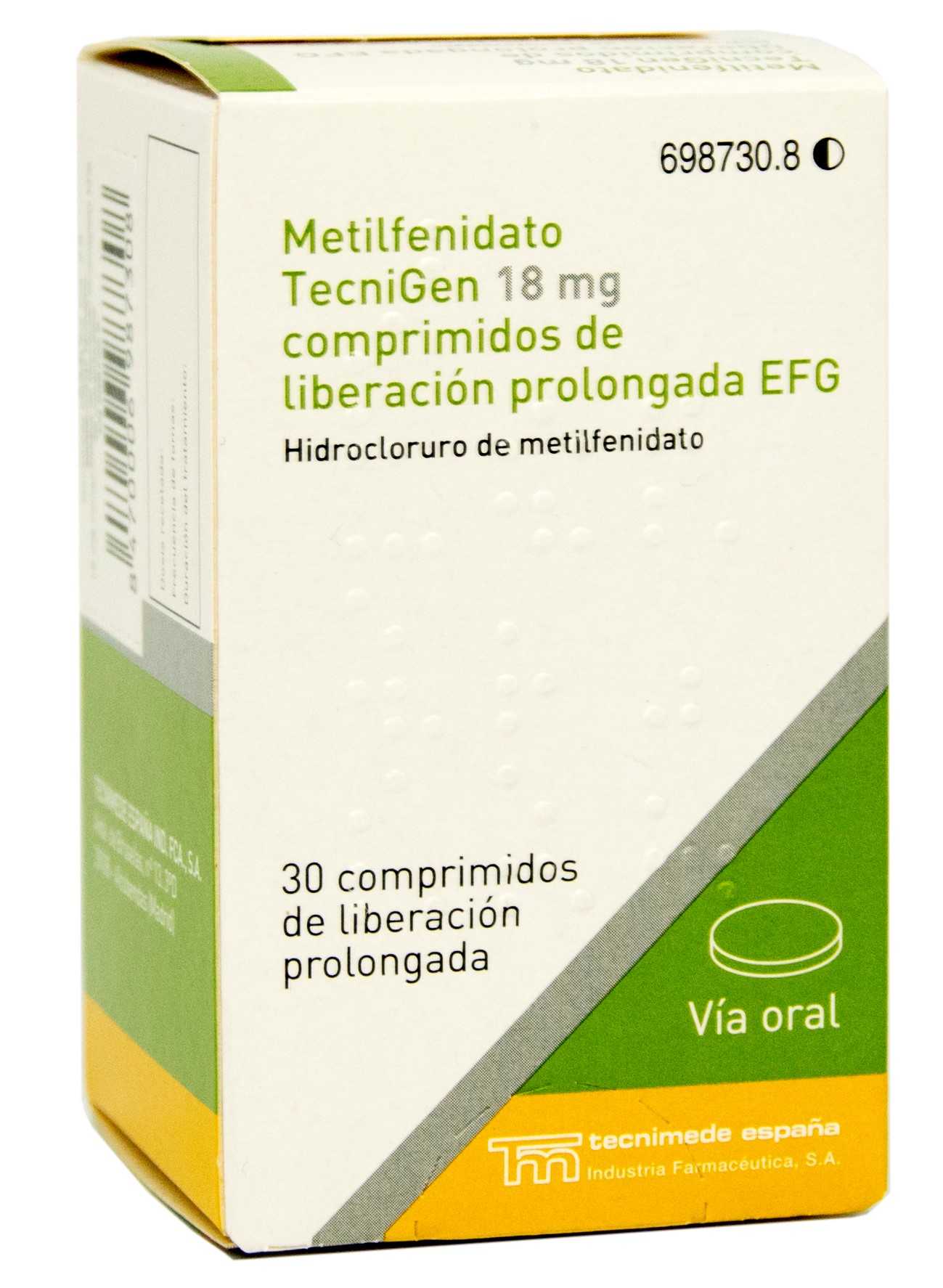 METILFENIDATO TECNIGEN EFG 18 mg 30 COMPRIMIDOS LIBERACION PROLONGADA -  Farmacéuticos