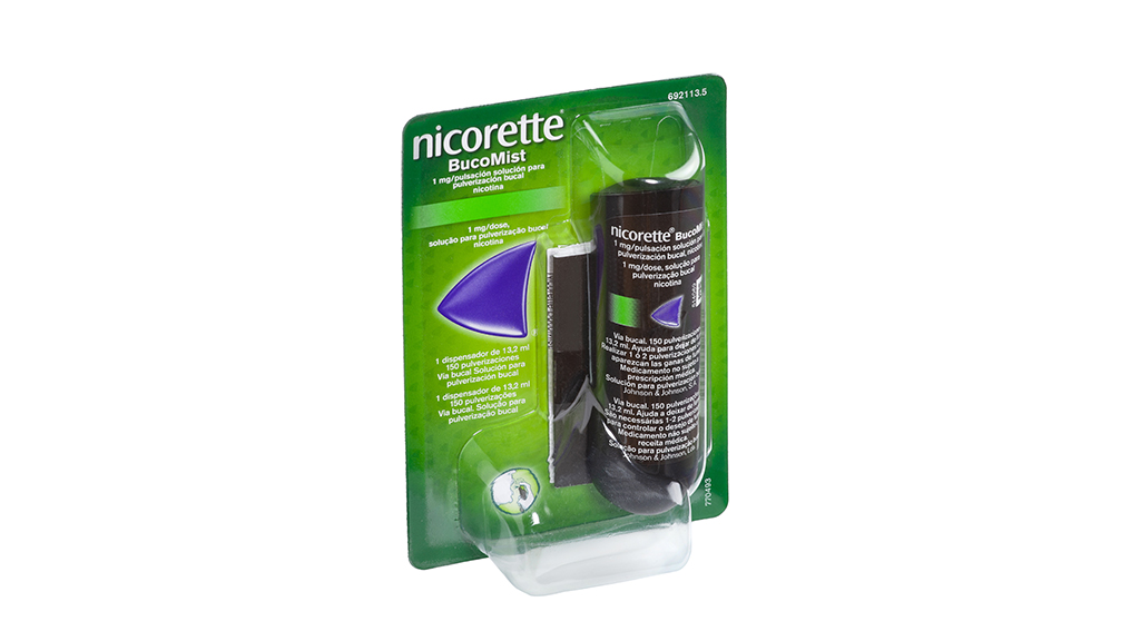 NICORETTE BUCOMIST 1 mg/PULSACION SOLUCION PARA PULVERIZACION BUCAL 2 ENVASES 13,2 ml 150 DOSIS