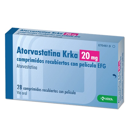 ATORVASTATINA KRKA EFG 20 mg 28 COMPRIMIDOS RECUBIERTOS
