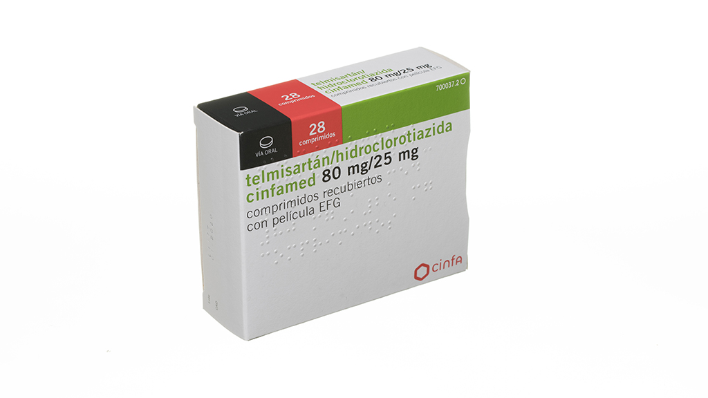 TELMISARTAN/HIDROCLOROTIAZIDA CINFAMED EFG 80 mg/25 mg 28 COMPRIMIDOS RECUBIERTOS