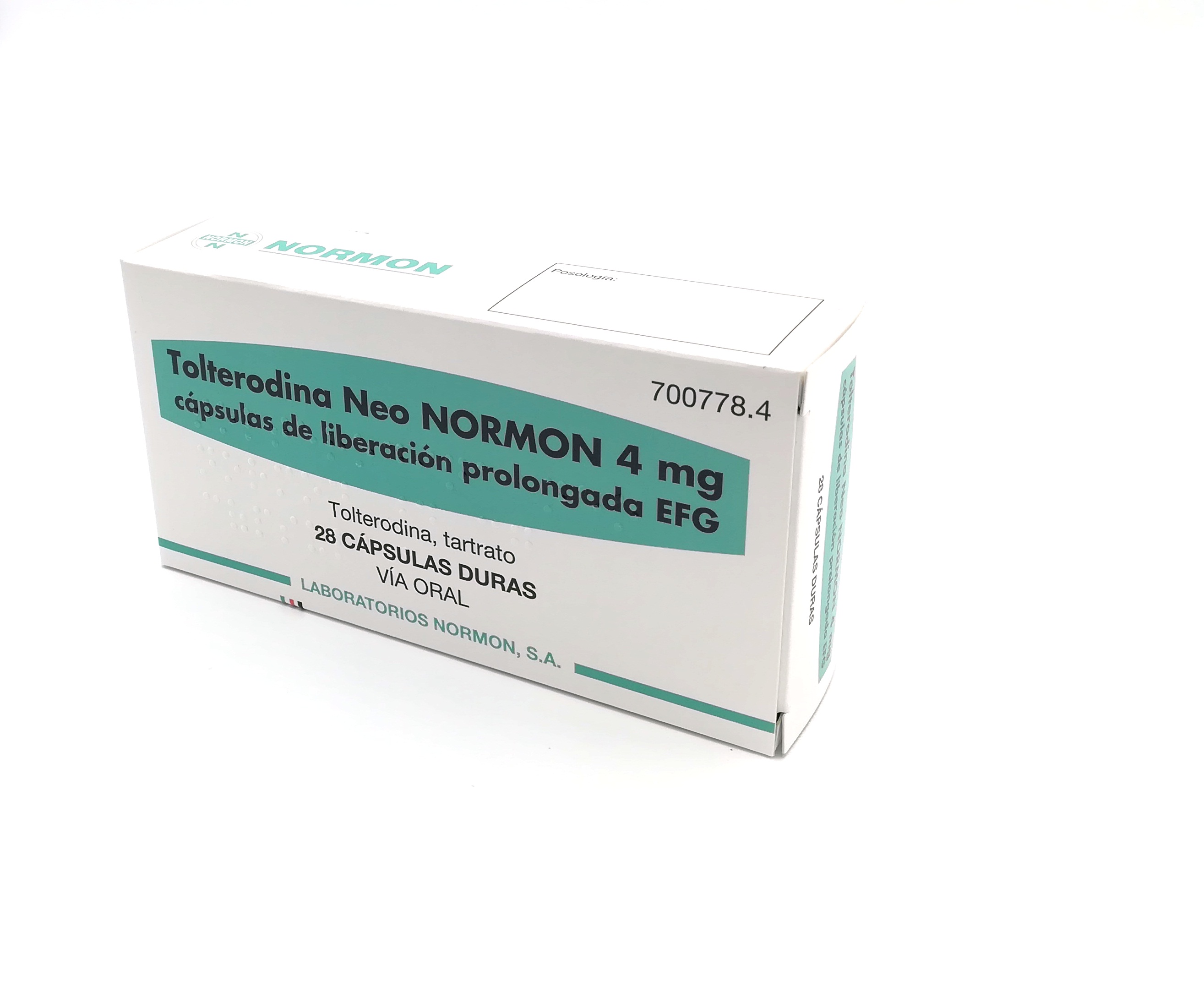 TOLTERODINA NEO NORMON EFG 4 mg 28 CAPSULAS LIBERACION PROLONGADA FRASCO