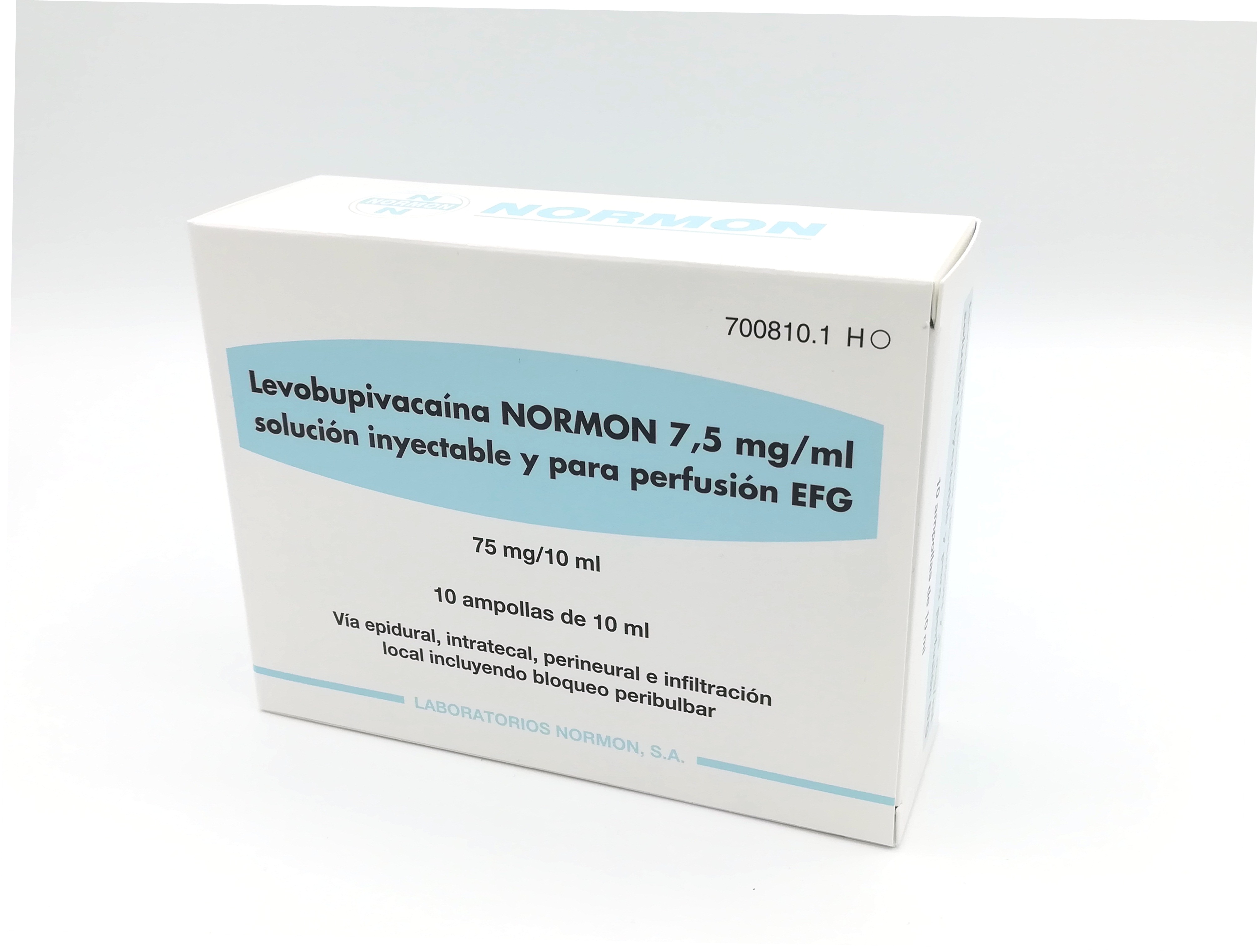 LEVOBUPIVACAINA NORMON EFG 7,5 mg/ml 10 AMPOLLAS SOLUCION INYECTABLE Y PARA PERFUSION 10 ml