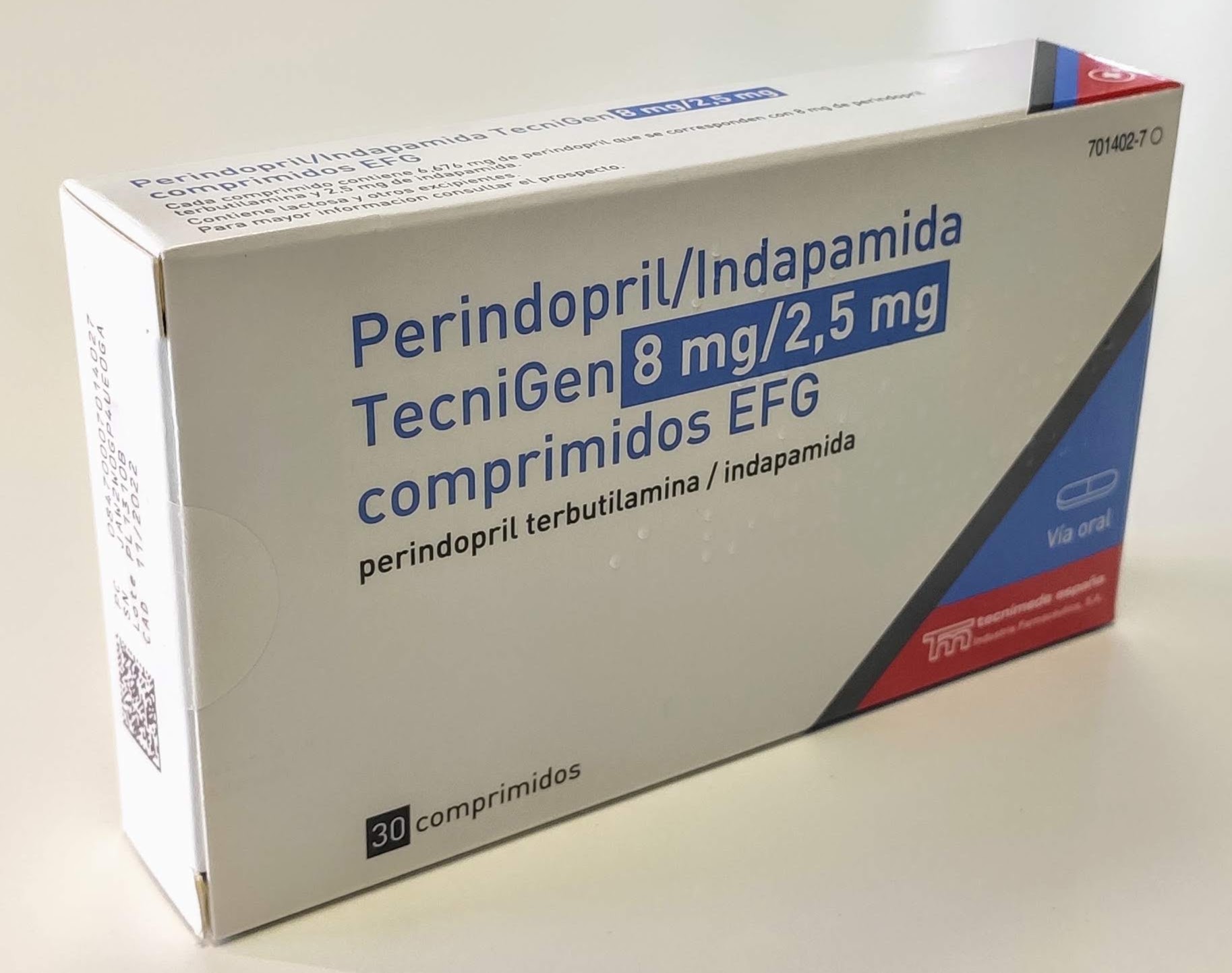 PERINDOPRIL/INDAPAMIDA TECNIGEN EFG 8 mg/2,5 mg 30 COMPRIMIDOS