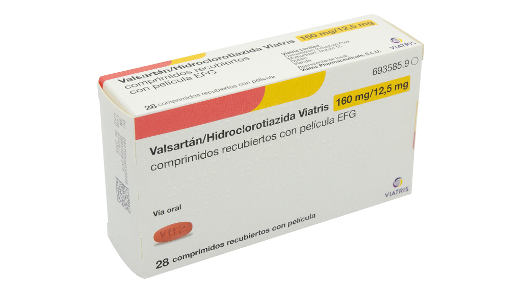 VALSARTAN HIDROCLOROTIAZIDA VIATRIS EFG 160 mg/12,5 mg 28 COMPRIMIDOS RECUBIERTOS