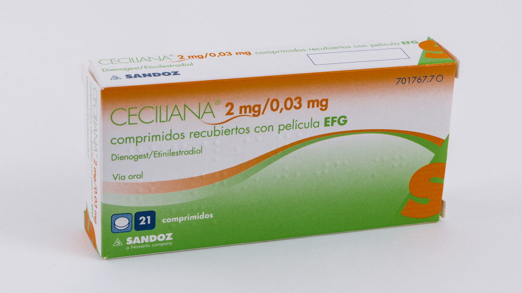 CECILIANA EFG 2 mg/0,03 mg 3 x 21 COMPRIMIDOS RECUBIERTOS