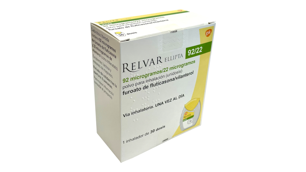 RELVAR ELLIPTA 92/22 microgramos POLVO PARA INHALACION 1 INHALADOR 30 DOSIS