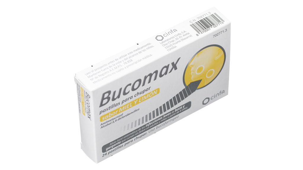 BUCOMAX 24 PASTILLAS PARA CHUPAR SABOR MIEL Y LIMON