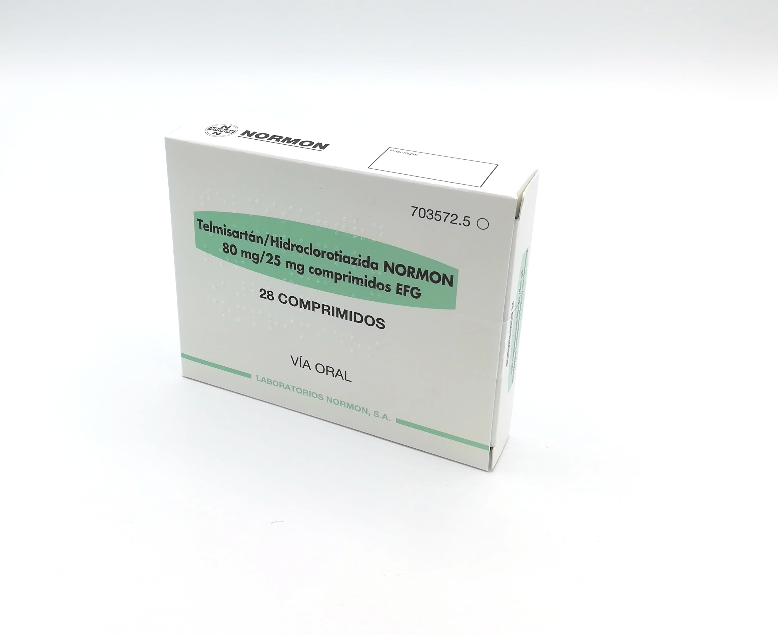 TELMISARTAN/HIDROCLOROTIAZIDA NORMON EFG 80 mg/25 mg 28 COMPRIMIDOS