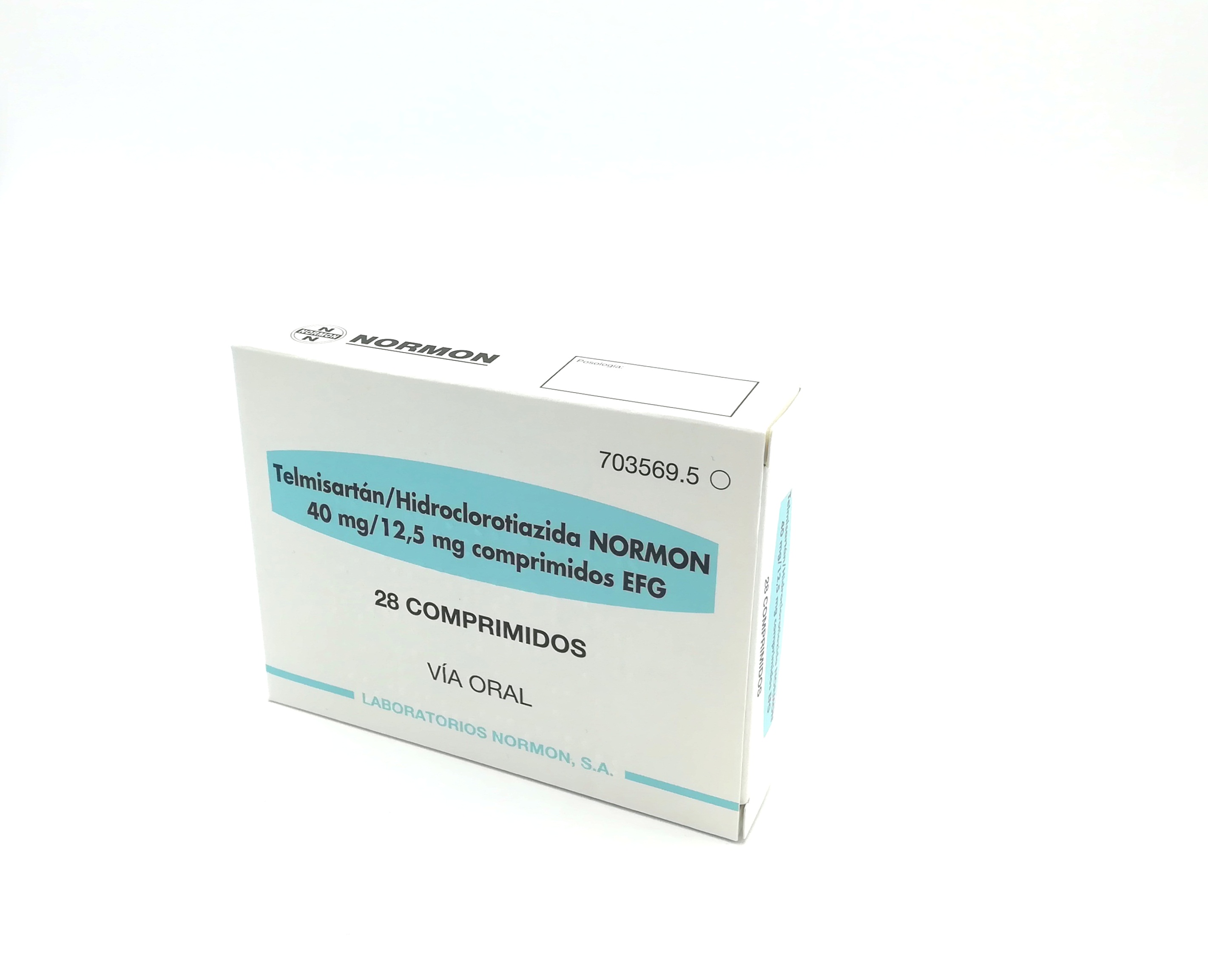 TELMISARTAN/HIDROCLOROTIAZIDA NORMON EFG 40 mg/12,5 mg 28 COMPRIMIDOS