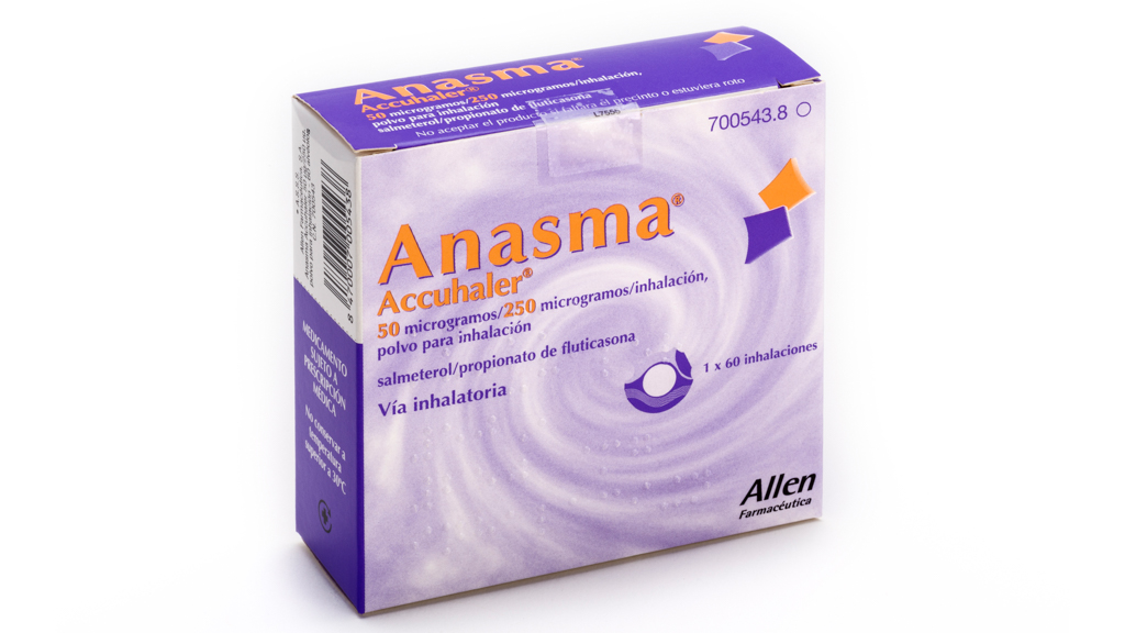 ANASMA ACCUHALER 50/250 microgramos/INHALACION POLVO PARA INHALACION 1 INHALADOR 60 DOSIS