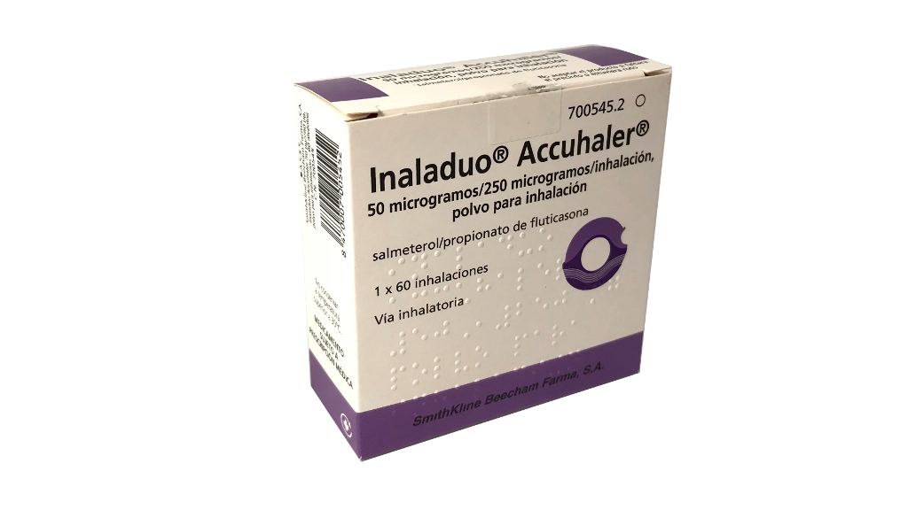 INALADUO ACCUHALER 50/250 microgramos/INHALACION POLVO PARA INHALACION 1 INHALADOR 60 DOSIS