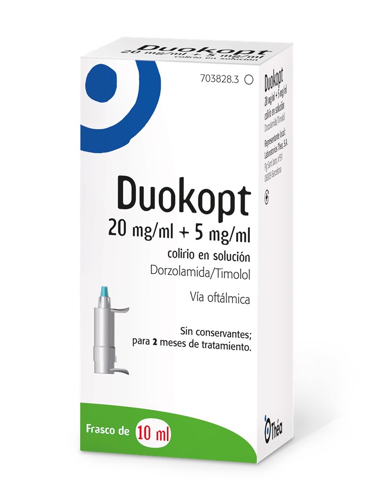 DUOKOPT 20 mg/ml + 5 mg/ml COLIRIO EN SOLUCION 1 FRASCO 10 ml