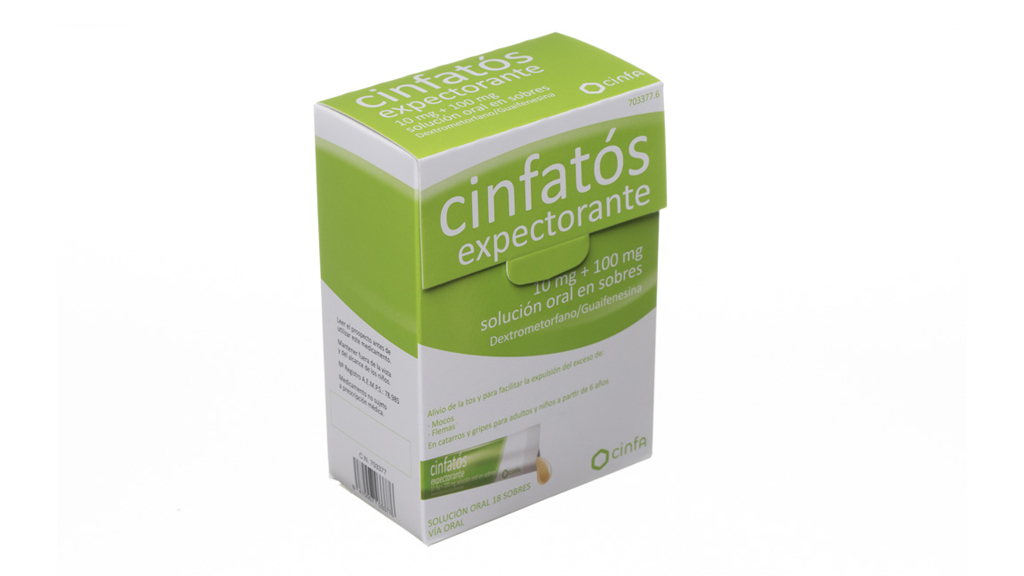 CINFATOS EXPECTORANTE 10 mg/100 mg 18 SOBRES SOLUCION ORAL