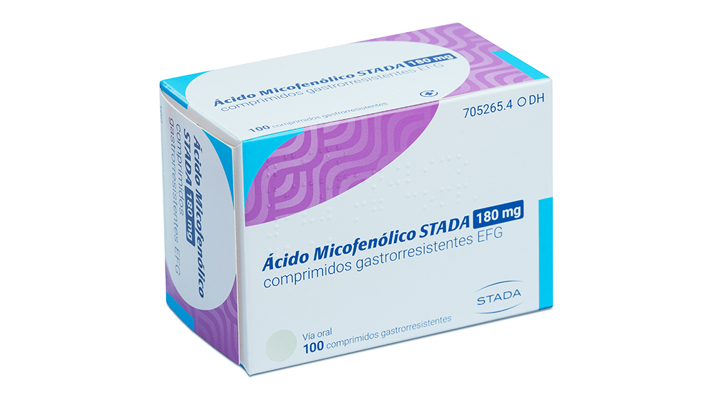 ACIDO MICOFENOLICO STADA EFG 180 mg 100 COMPRIMIDOS GASTRORRESISTENTES