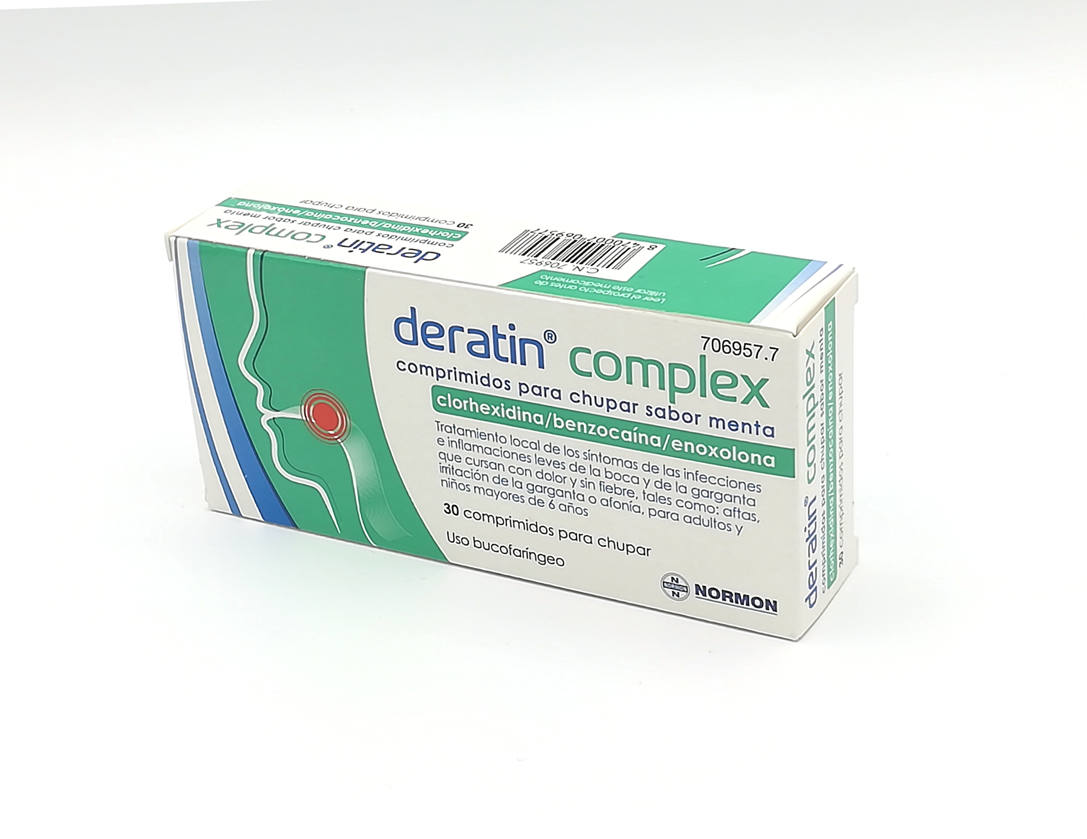 DERATIN COMPLEX 30 COMPRIMIDOS PARA CHUPAR SABOR MENTA