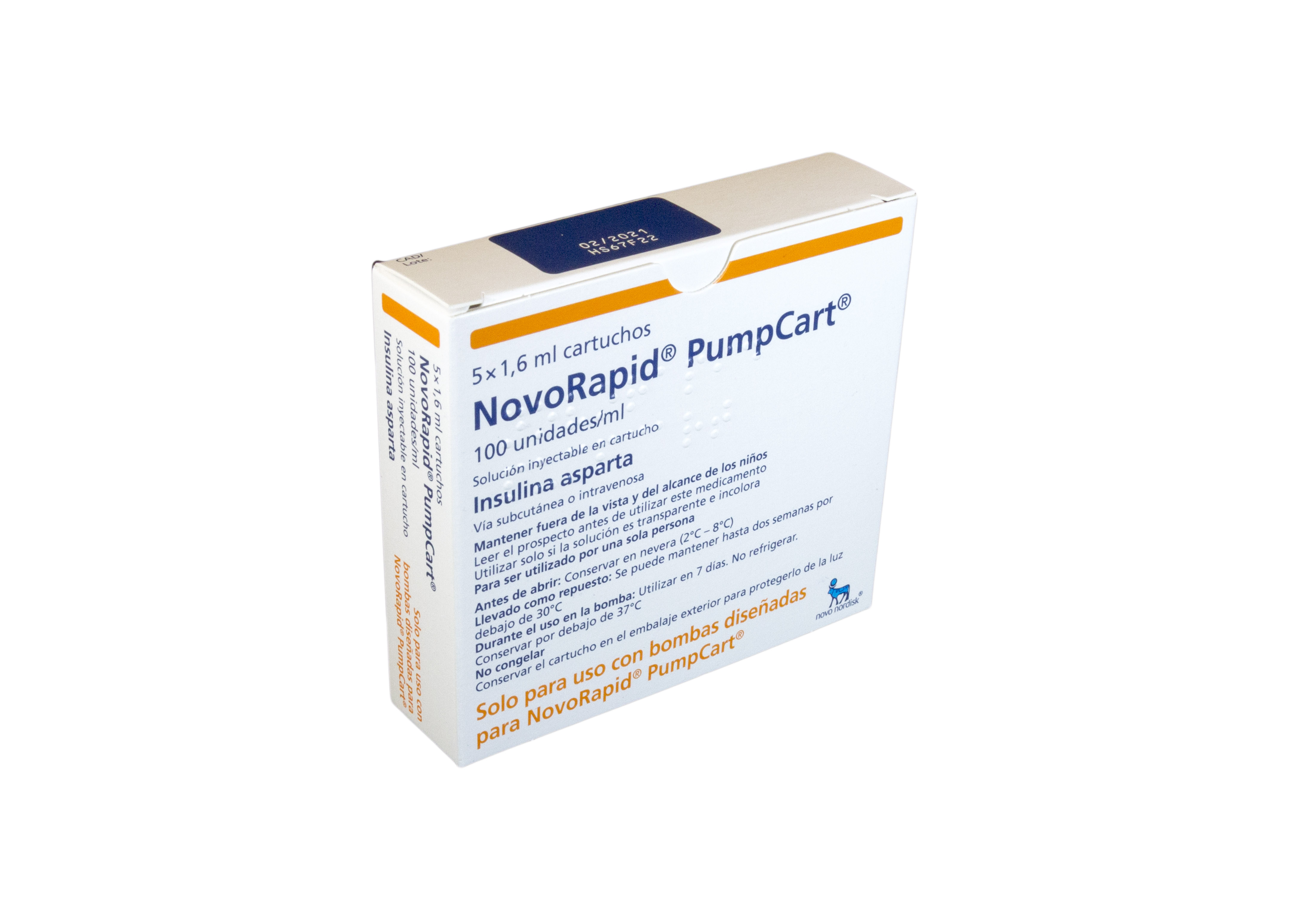 NOVORAPID PUMPCART 100 U/ml 5 CARTUCHOS SOLUCION INYECTABLE 1,6 ml