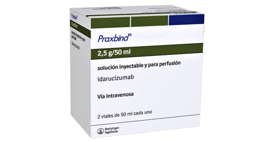 PRAXBIND 2,5 g 2 VIALES SOLUCION INYECTABLE Y PARA PERFUSION 50 ml