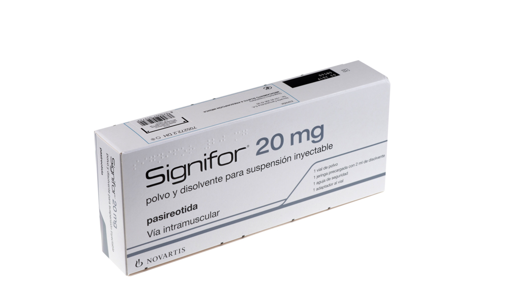 SIGNIFOR 20 mg 1 VIAL POLVO PARA SUSPENSION INYECTABLE + 1 JERINGA DISOLVENTE 2 ml