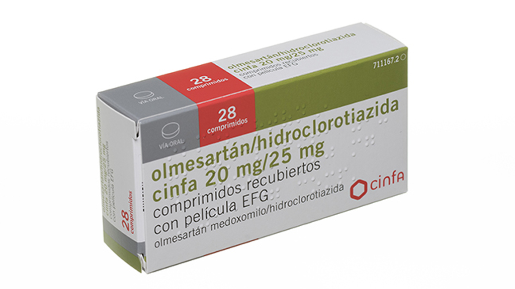 OLMESARTAN/HIDROCLOROTIAZIDA CINFA EFG 20 mg/25 mg 28 COMPRIMIDOS RECUBIERTOS