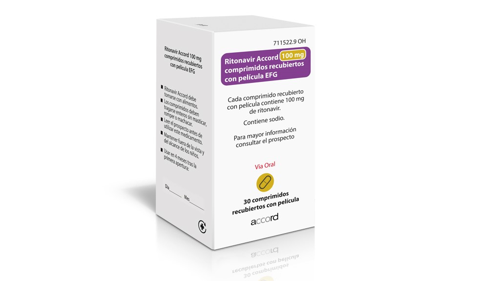 RITONAVIR ACCORD EFG 100 mg 30 COMPRIMIDOS RECUBIERTOS FRASCO